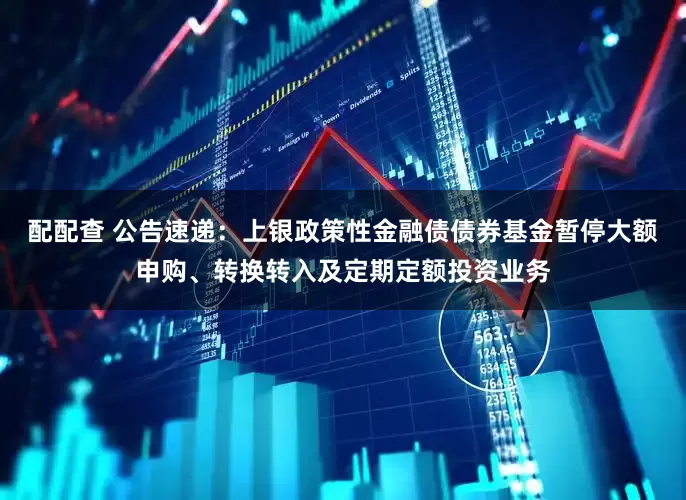 配配查 公告速递：上银政策性金融债债券基金暂停大额申购、转换转入及定期定额投资业务