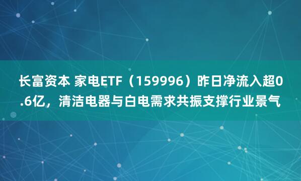 长富资本 家电ETF（159996）昨日净流入超0.6亿，清洁电器与白电需求共振支撑行业景气