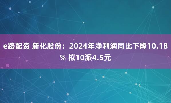 e路配资 新化股份：2024年净利润同比下降10.18% 拟10派4.5元