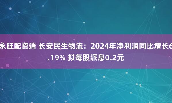 永旺配资端 长安民生物流：2024年净利润同比增长6.19% 拟每股派息0.2元