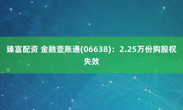 臻富配资 金融壹账通(06638)：2.25万份购股权失效