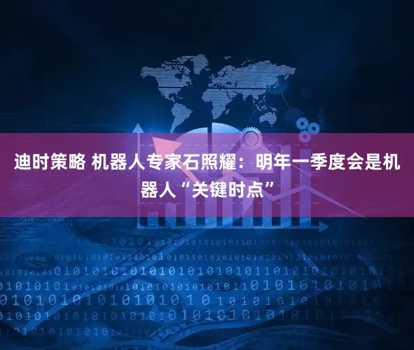 迪时策略 机器人专家石照耀：明年一季度会是机器人“关键时点”